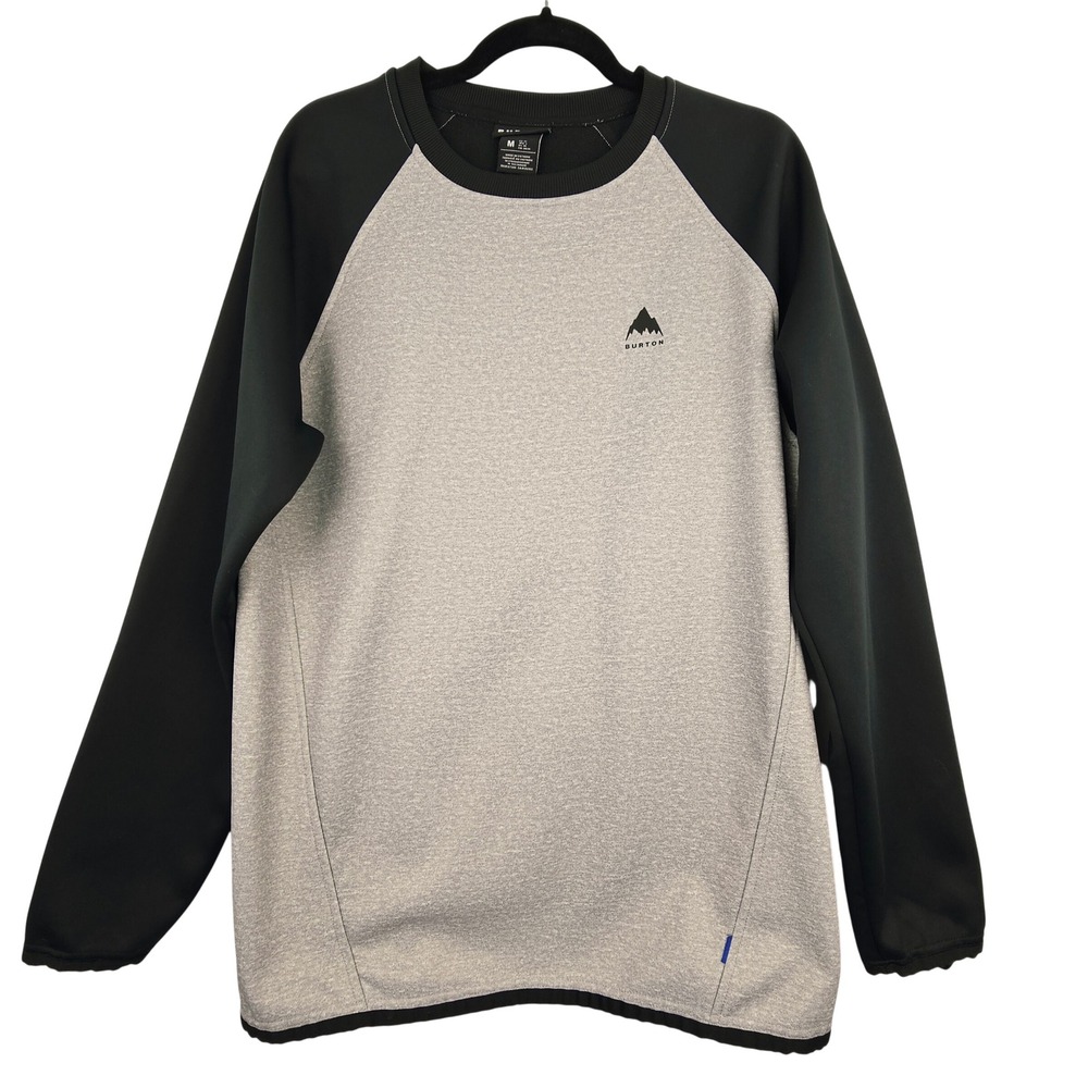 Burton‎ M Crown WPF Crew Men's Medium Grey Black Raglan Pullover Sweatshirt